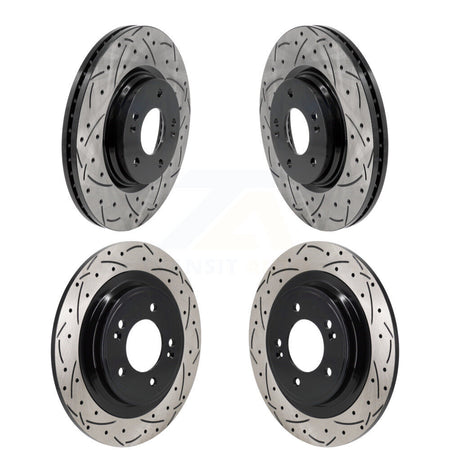 Front Rear Coated Drilled Slotted Disc Brake Rotor Kit For 2024-2025 Hyundai Kona Electric KD-100841
