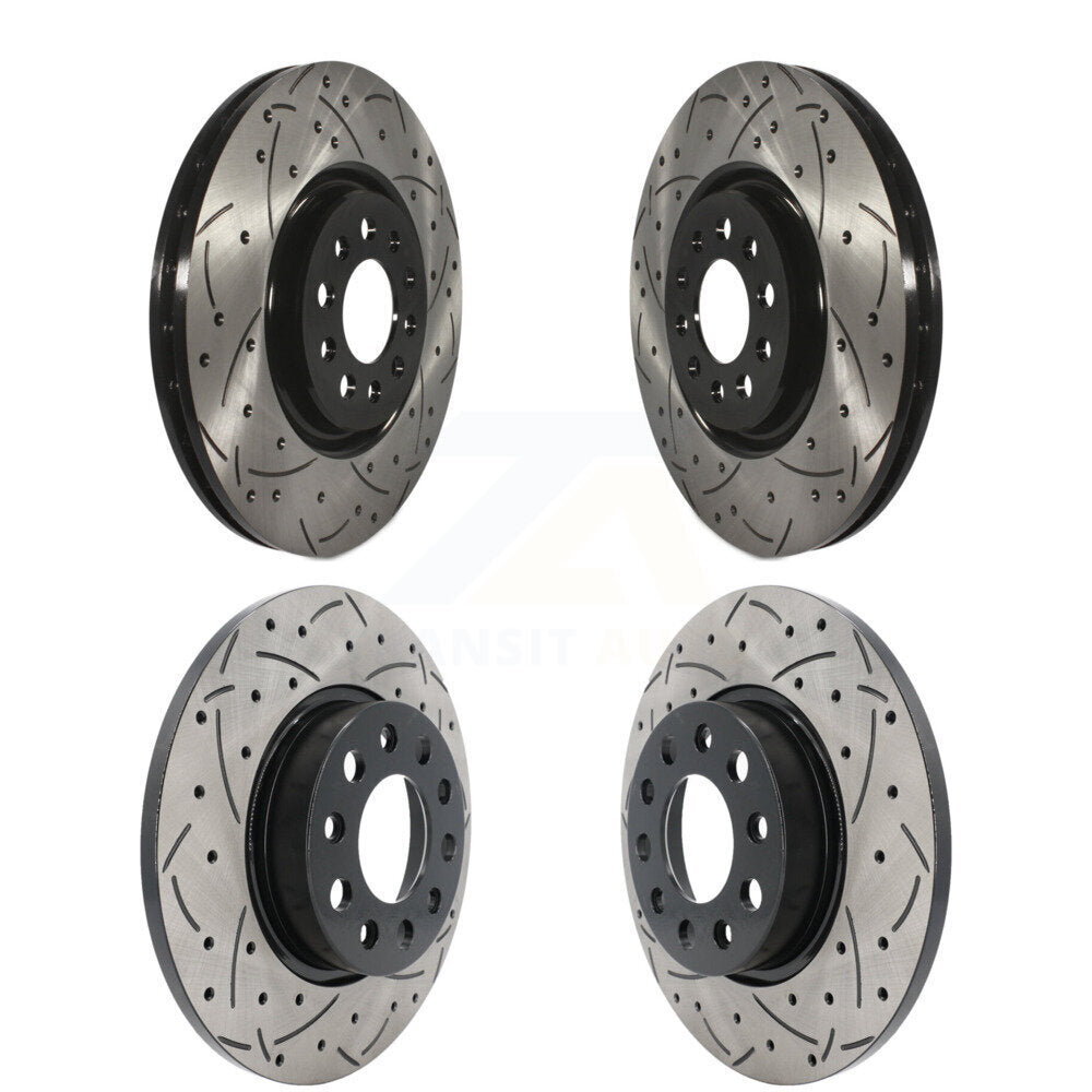 Front Rear Coated Drilled Slotted Disc Brake Rotors Kit For 2023 Jeep Compass Dodge Hornet KD-100843
