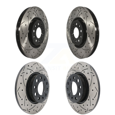 Front Rear Coated Drilled Slotted Disc Brake Rotors Kit For 2023 Jeep Compass Dodge Hornet KD-100843