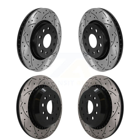Front Rear Coated Drilled Slotted Disc Brake Rotors Kit For 2020-2024 Jeep Gladiator KD-100844
