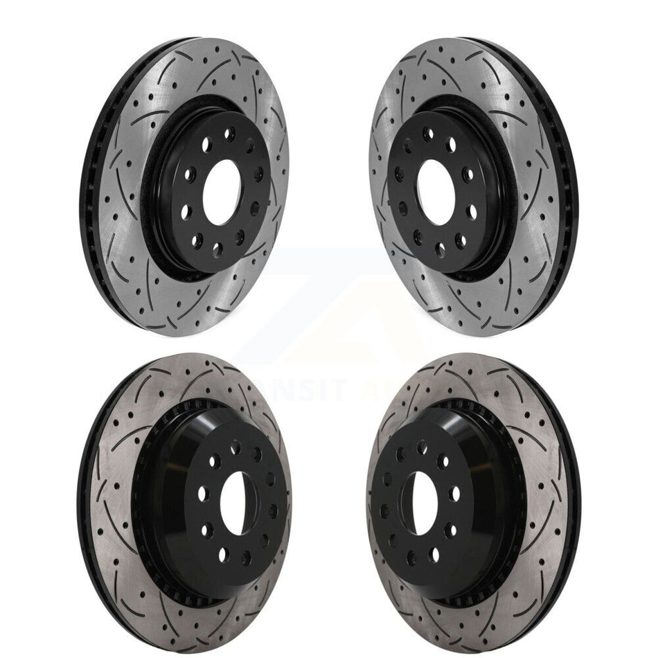 Front Rear Coated Drilled Slotted Disc Brake Rotors Kit For 2020-2024 Jeep Gladiator KD-100844