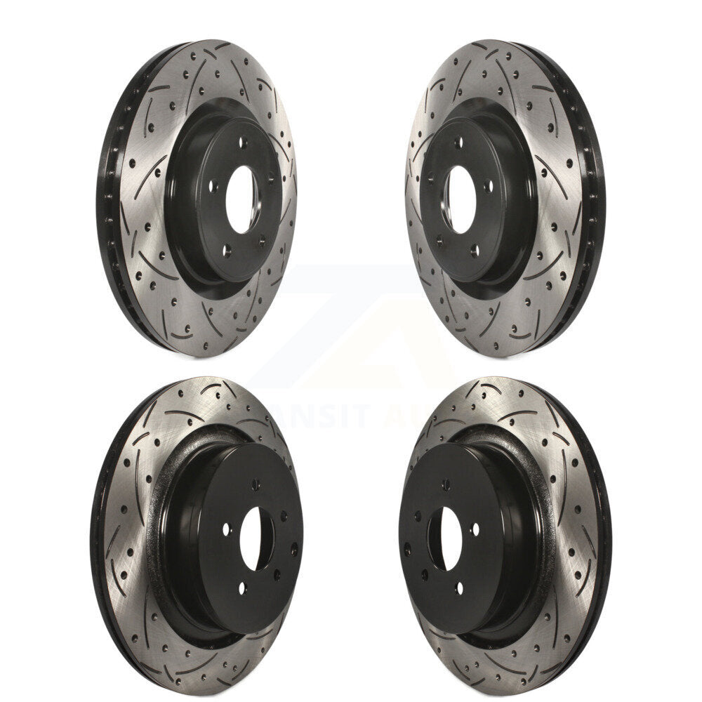 Front Rear Drilled Slot Disc Brake Rotor Kit For INFINITI Q50 Q60 With Dual Piston Caliper KD-100847