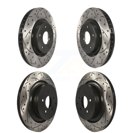 Front Rear Drilled Slot Disc Brake Rotor Kit For INFINITI Q50 Q60 With Dual Piston Caliper KD-100847