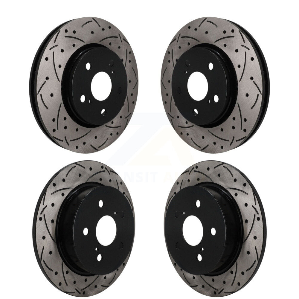 Front Rear Coated Drilled Slotted Disc Brake Rotors Kit For Toyota C-HR KD-100848