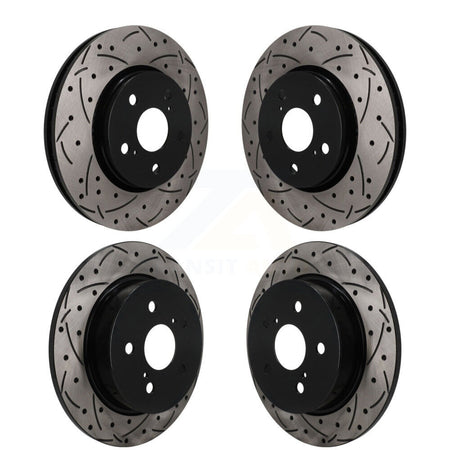 Front Rear Coated Drilled Slotted Disc Brake Rotors Kit For Toyota C-HR KD-100848