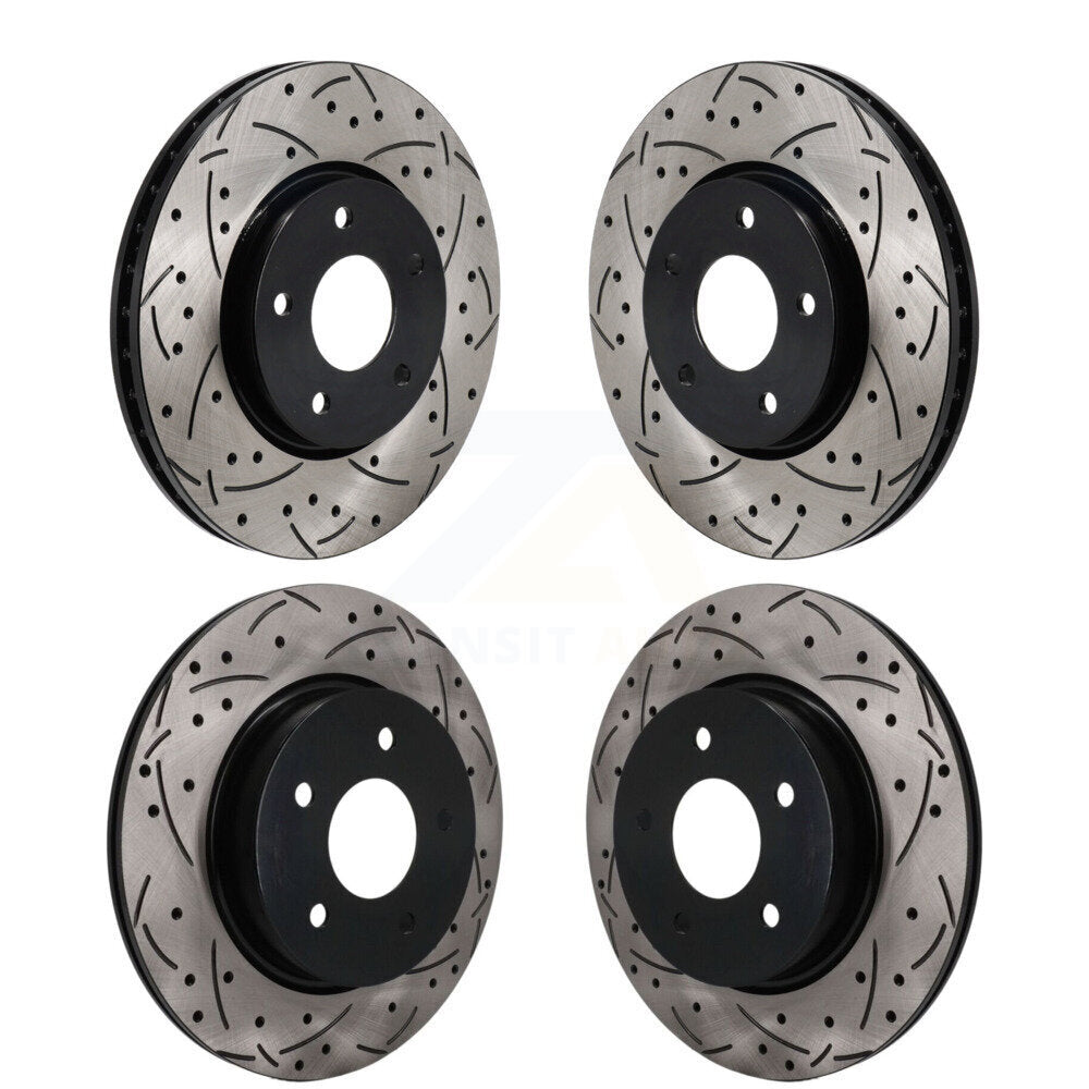 Front Rear Coated Drilled Slotted Disc Brake Rotors Kit For Nissan Rogue KD-100850