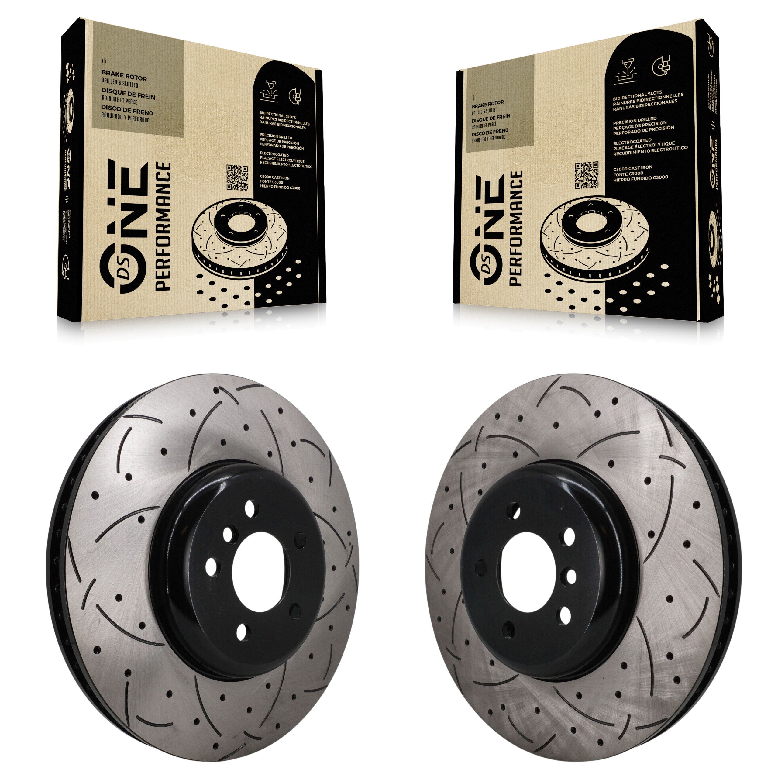 Front Coated Drilled Slotted Disc Brake Rotors Kit For BMW 750i xDrive 750Li 550i GT KD-100854