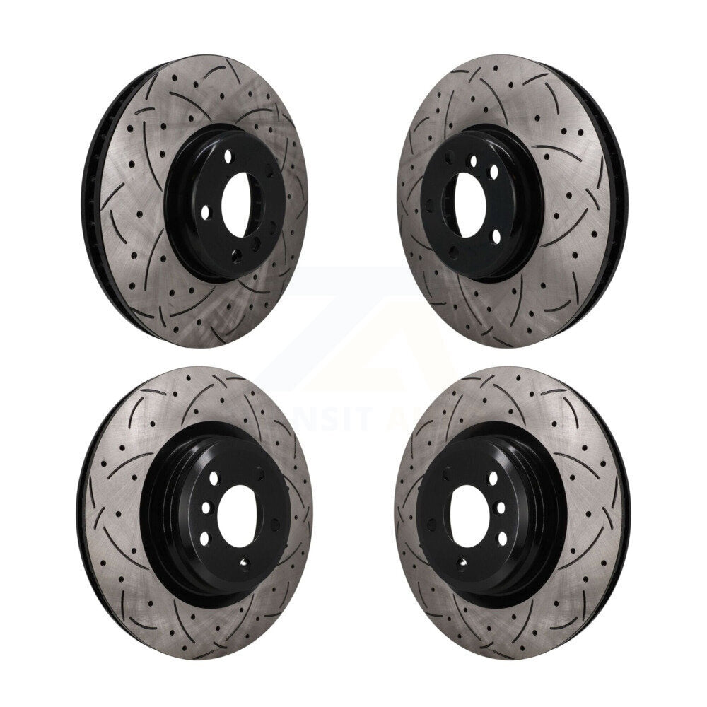 Front Rear Coated Drill Slot Disc Brake Rotor Hub Assembly Kit For 2013 BMW ActiveHybrid 7 KD-100859