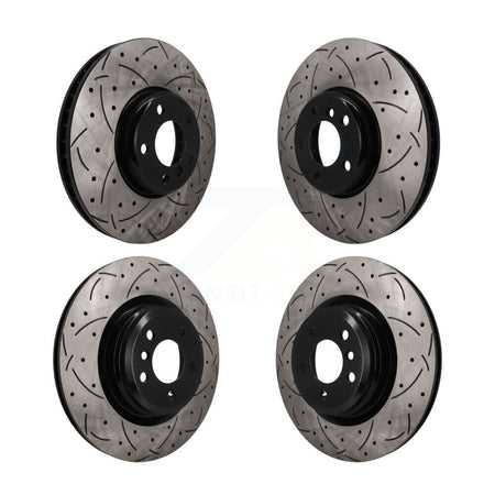 Front Rear Coated Drill Slot Disc Brake Rotor Hub Assembly Kit For 2013 BMW ActiveHybrid 7 KD-100859