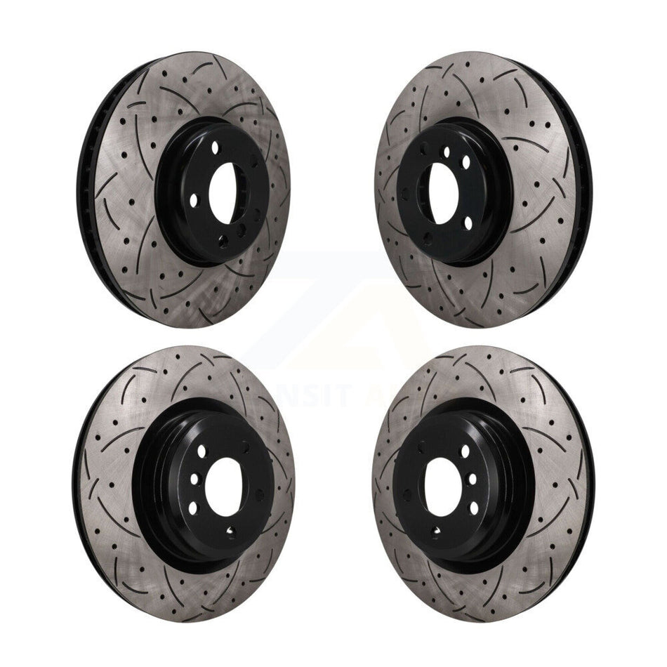 Front Rear Coated Drill Slot Disc Brake Rotor Hub Assembly Kit For 2013 BMW ActiveHybrid 7 KD-100859