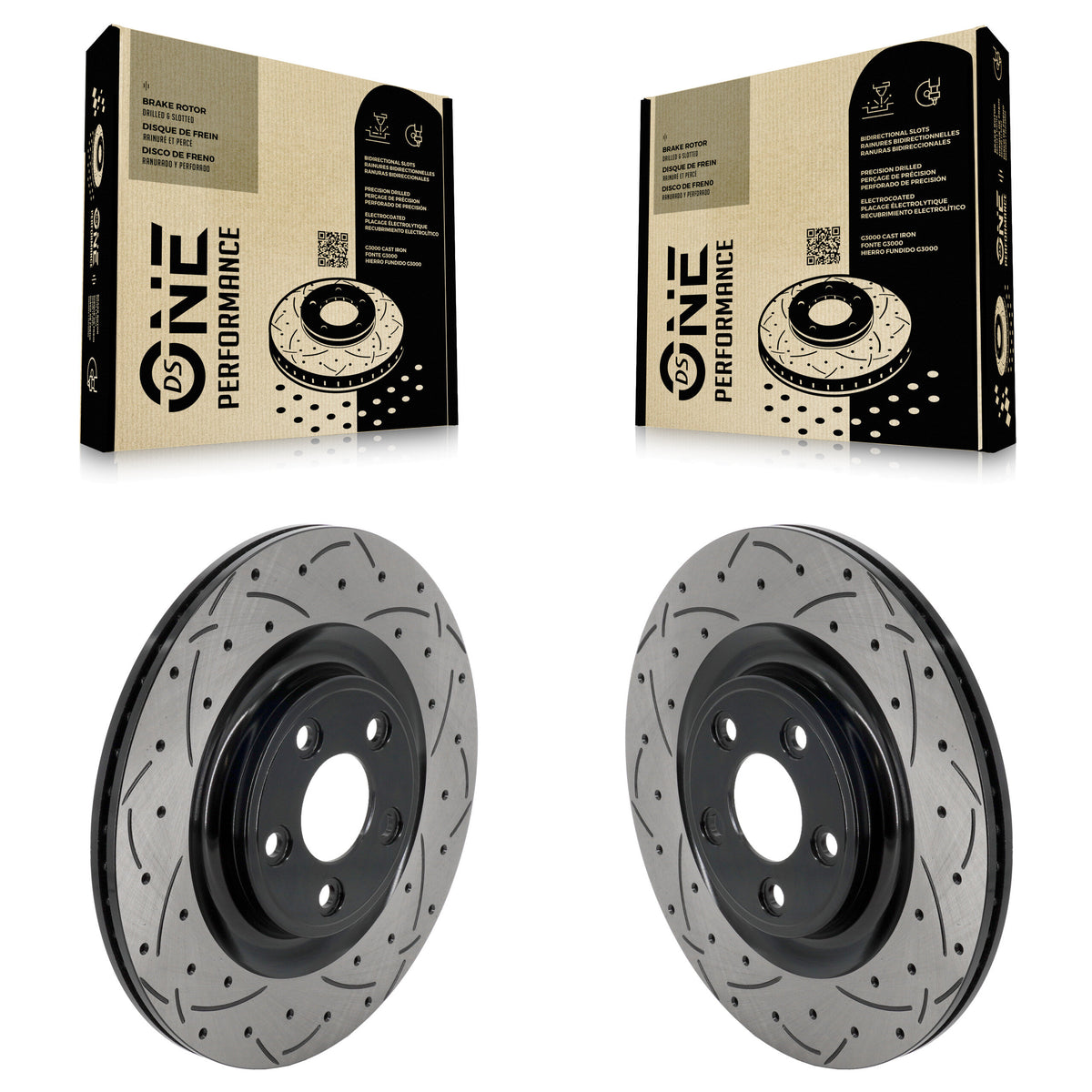 Rear Coated Drilled Slotted Disc Brake Rotors Pair For Jaguar F-Type XJ KD-100883