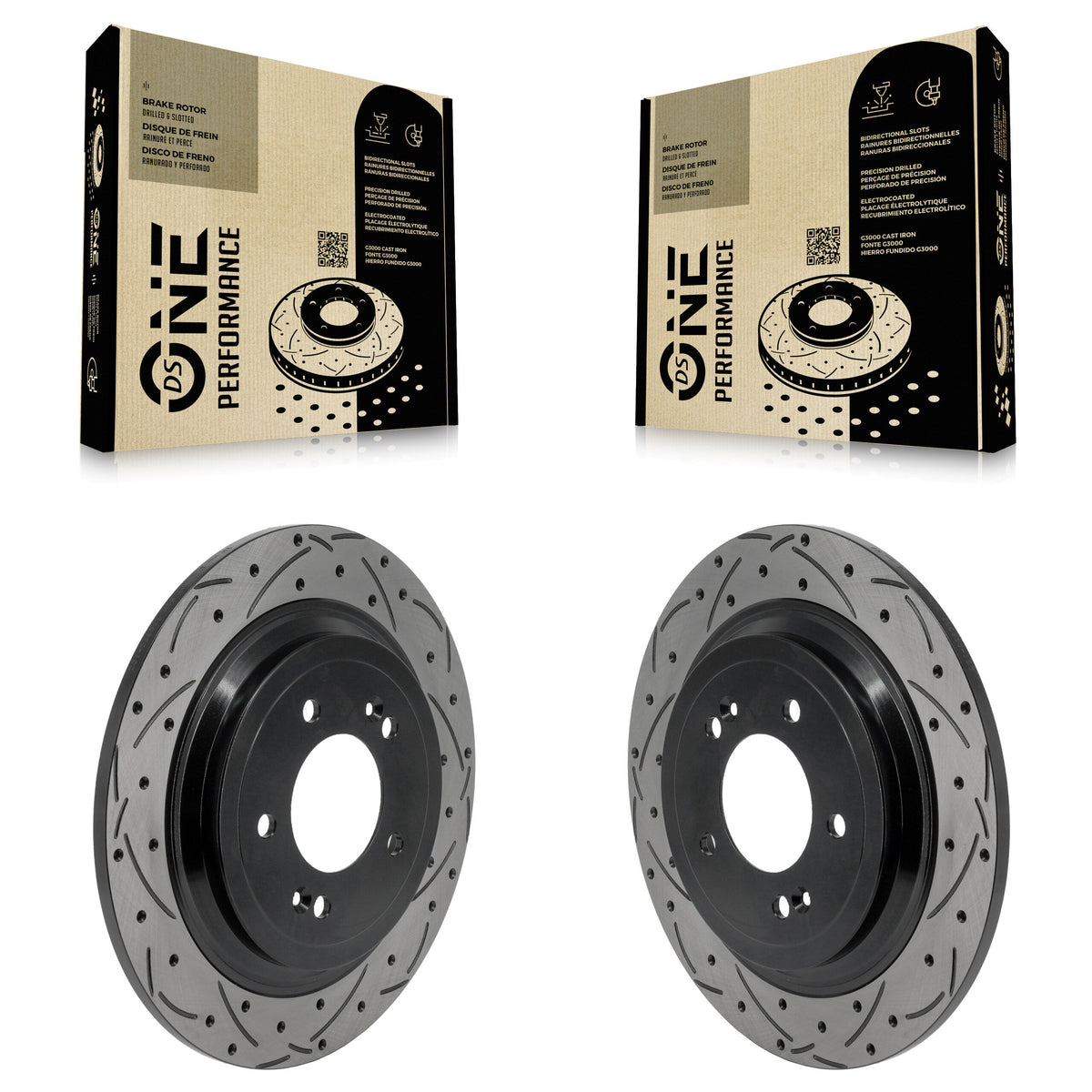 Rear Coated Drilled Slotted Disc Brake Rotors Pair For Kia Sportage Hyundai Tucson Nexo KD-100885