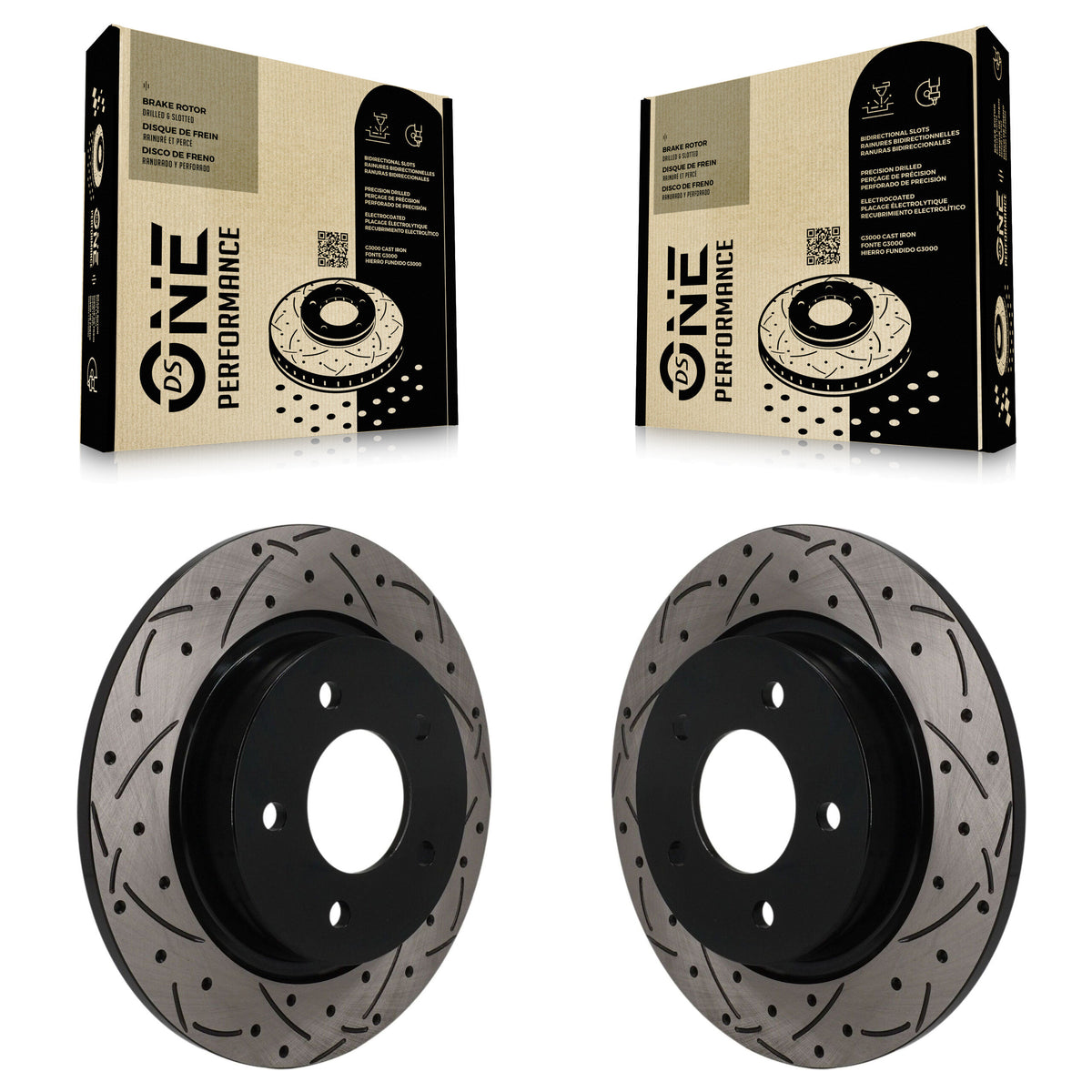 Rear Coated Drilled Slotted Disc Brake Rotors Pair For Mazda 3 Sport KD-100886