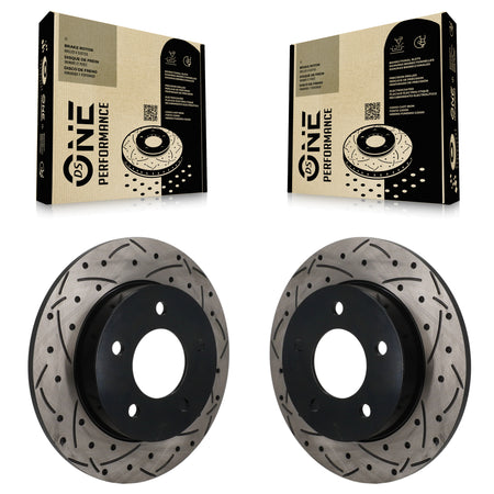 Rear Coated Drilled Slotted Disc Brake Rotors Pair For Mazda 3 Sport KD-100887