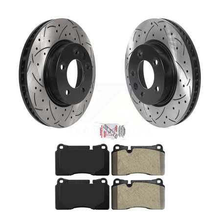 Front Coated Drilled Slot Disc Brake Rotor & Semi-Metallic Pad Kit For Volkswagen Touareg KDA-100001