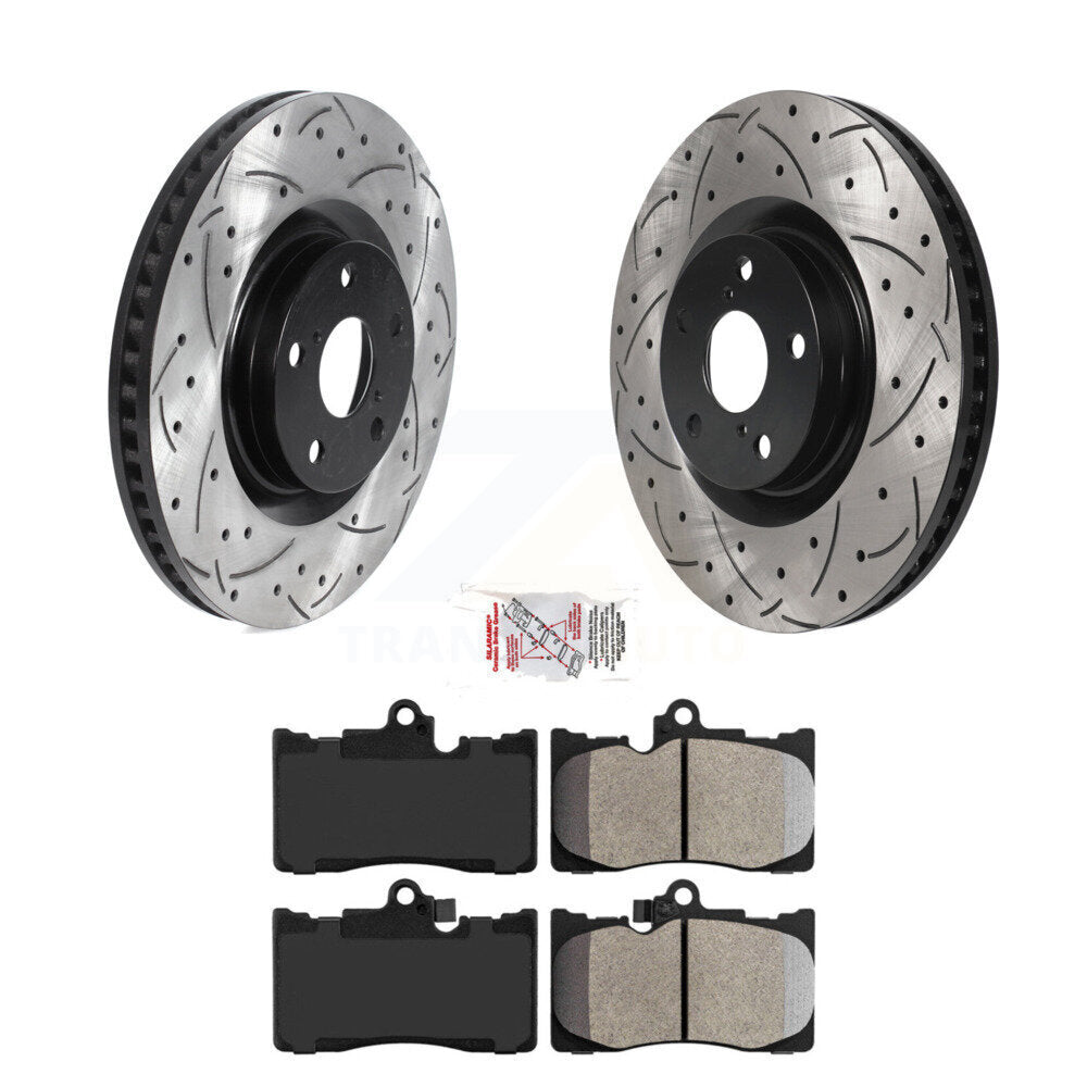 Front Drill Slot Disc Brake Rotor Semi-Metallic Pad Kit For Lexus IS300 IS350 GS350 RC350 KDA-100004