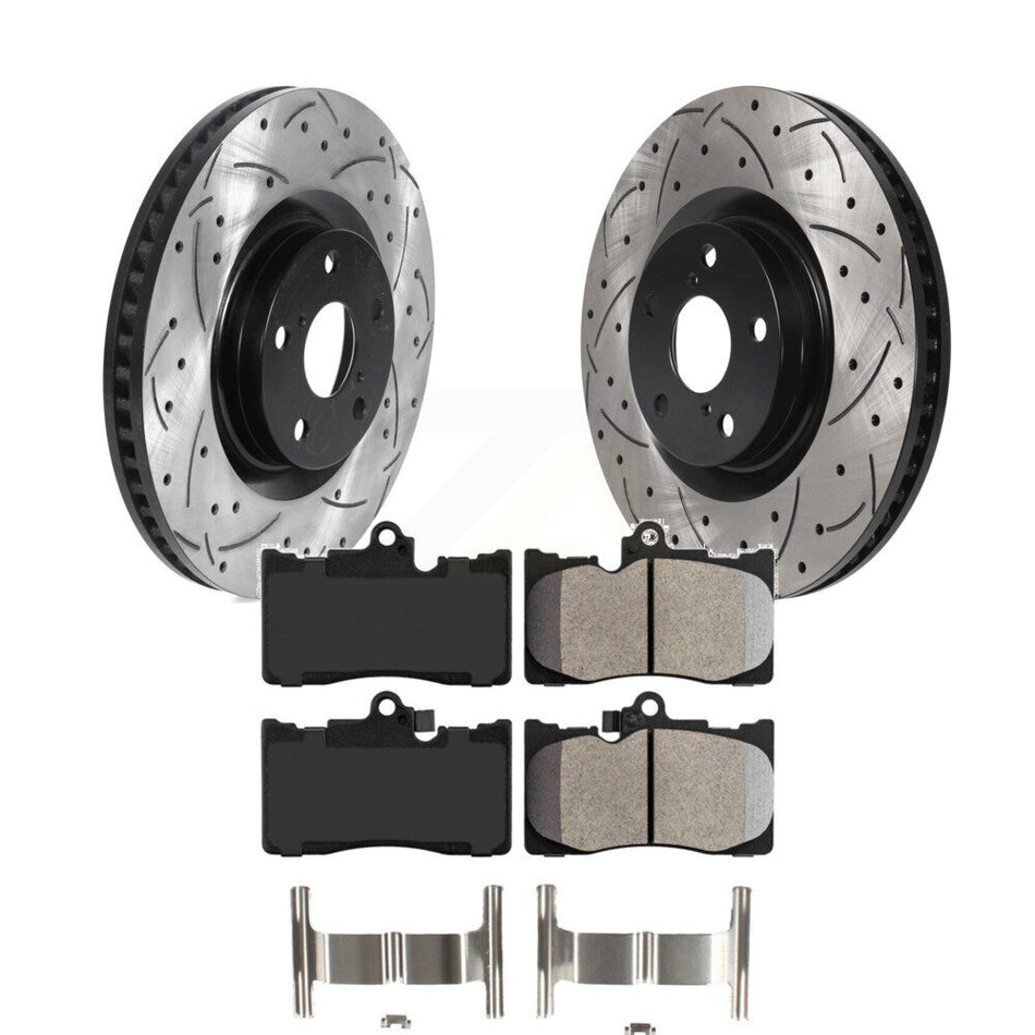 Front Drill Slot Disc Brake Rotor Semi-Metallic Pad Kit For Lexus IS300 IS350 GS350 RC350 KDA-100004