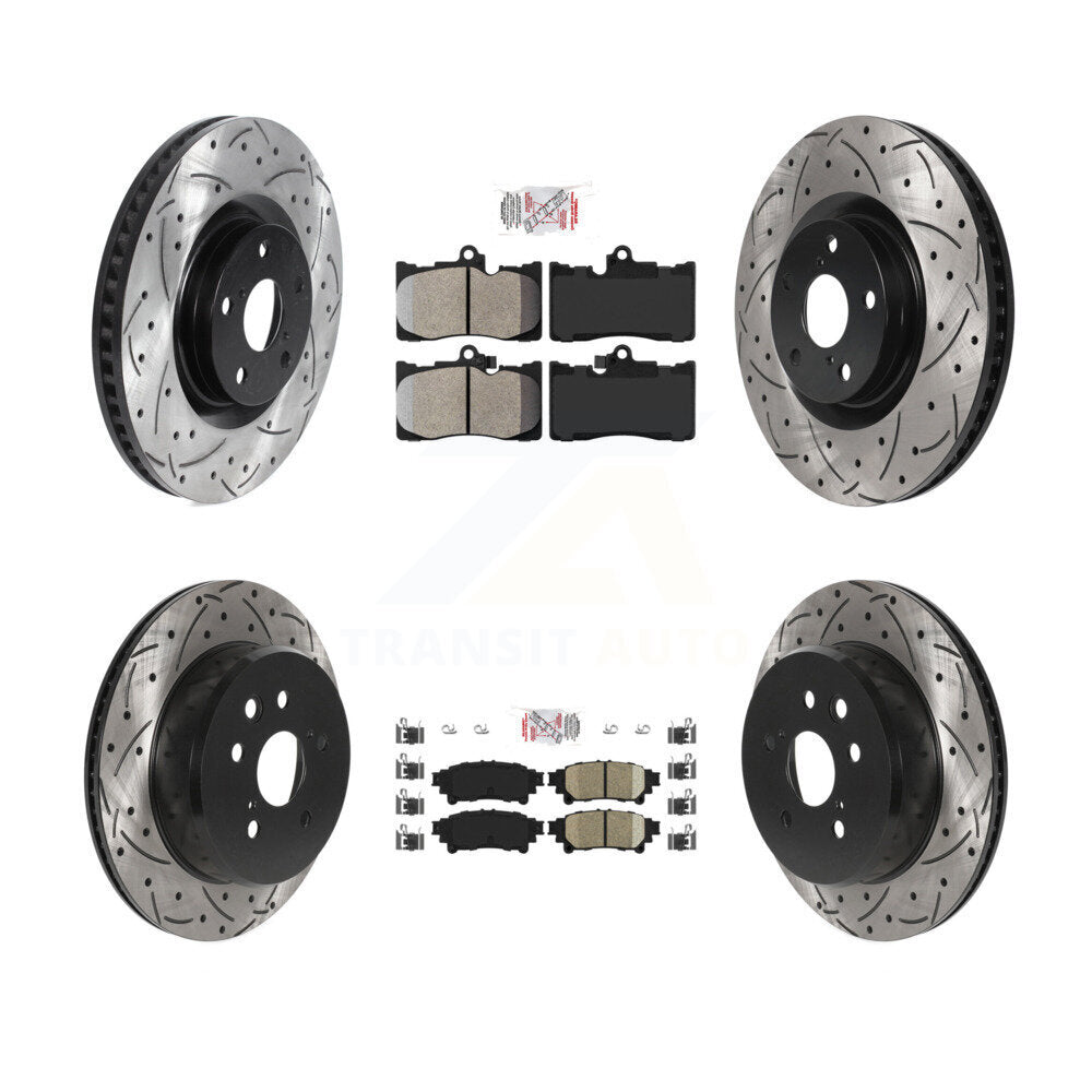 Front Semi-Metallic Rear Ceramic Pad & Drilled Slot Brake Rotor Kit (6Pc) For Lexus IS300 KDA-100005