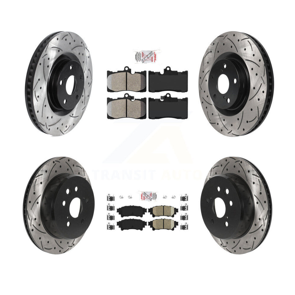 Front Semi-Metallic Rear Ceramic Pad & Drilled Slot Brake Rotor Kit (6Pc) For Lexus IS300 KDA-100005