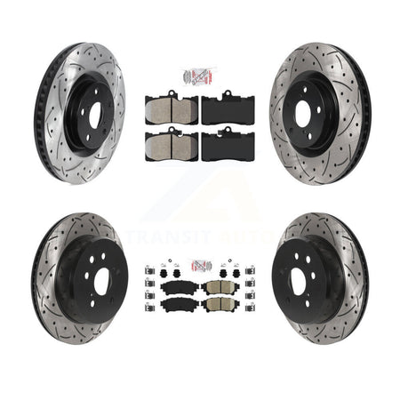 Front Semi-Metallic Rear Ceramic Pad & Drilled Slot Brake Rotor Kit (6Pc) For Lexus IS300 KDA-100006