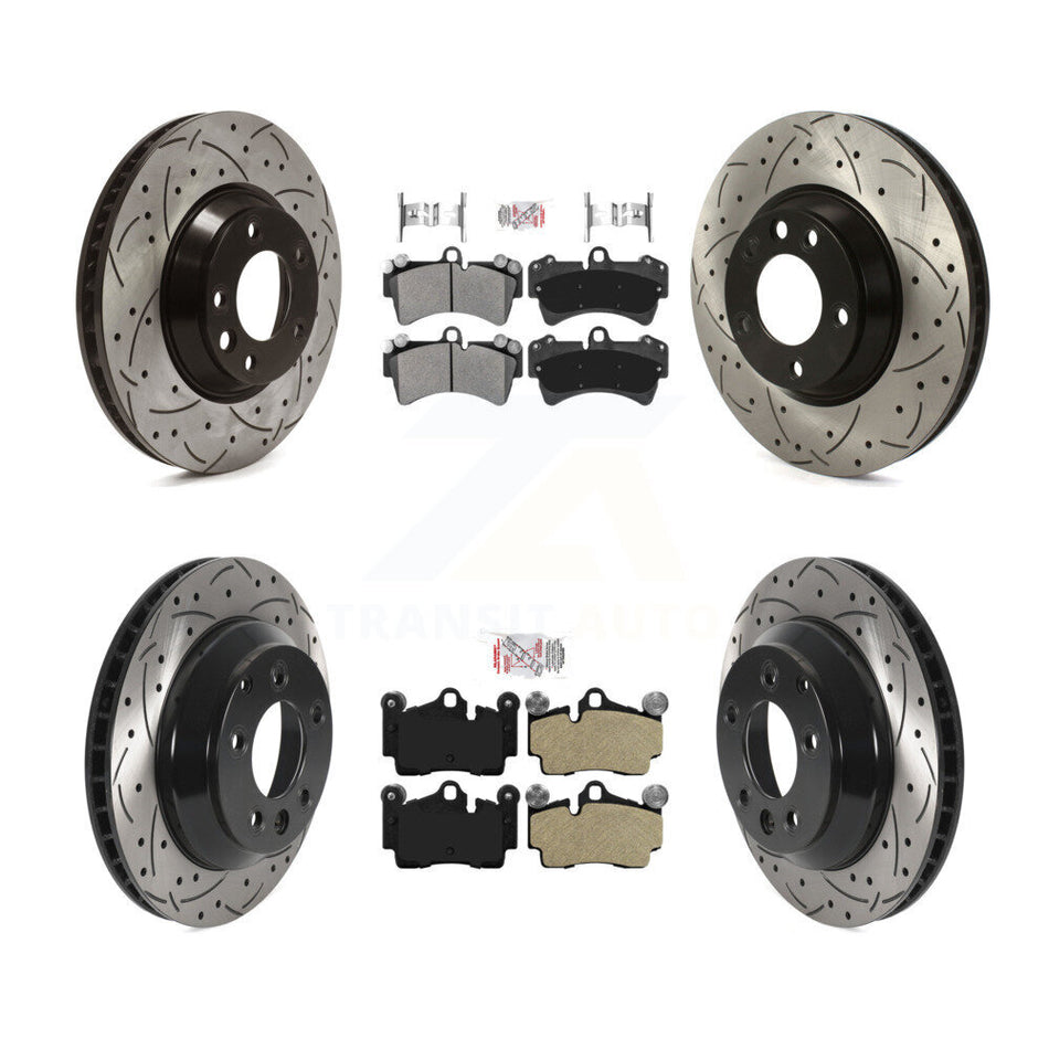 Front Rear Semi-Metallic Pad Drill Slot Disc Brake Rotor Kit (6Pc) For Audi Q7 Volkswagen KDA-100007