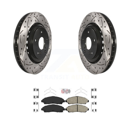 Front Coated Drilled Slotted Disc Brake Rotor And Ceramic Pad Kit For 2014-2016 Acura MDX KDA-100009