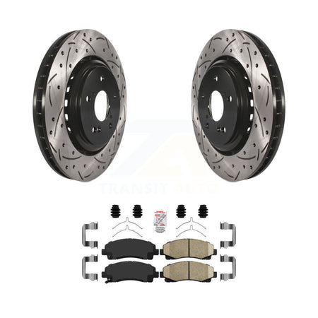 Front Coated Drilled Slotted Disc Brake Rotor And Ceramic Pad Kit For 2015-2020 Acura TLX KDA-100010