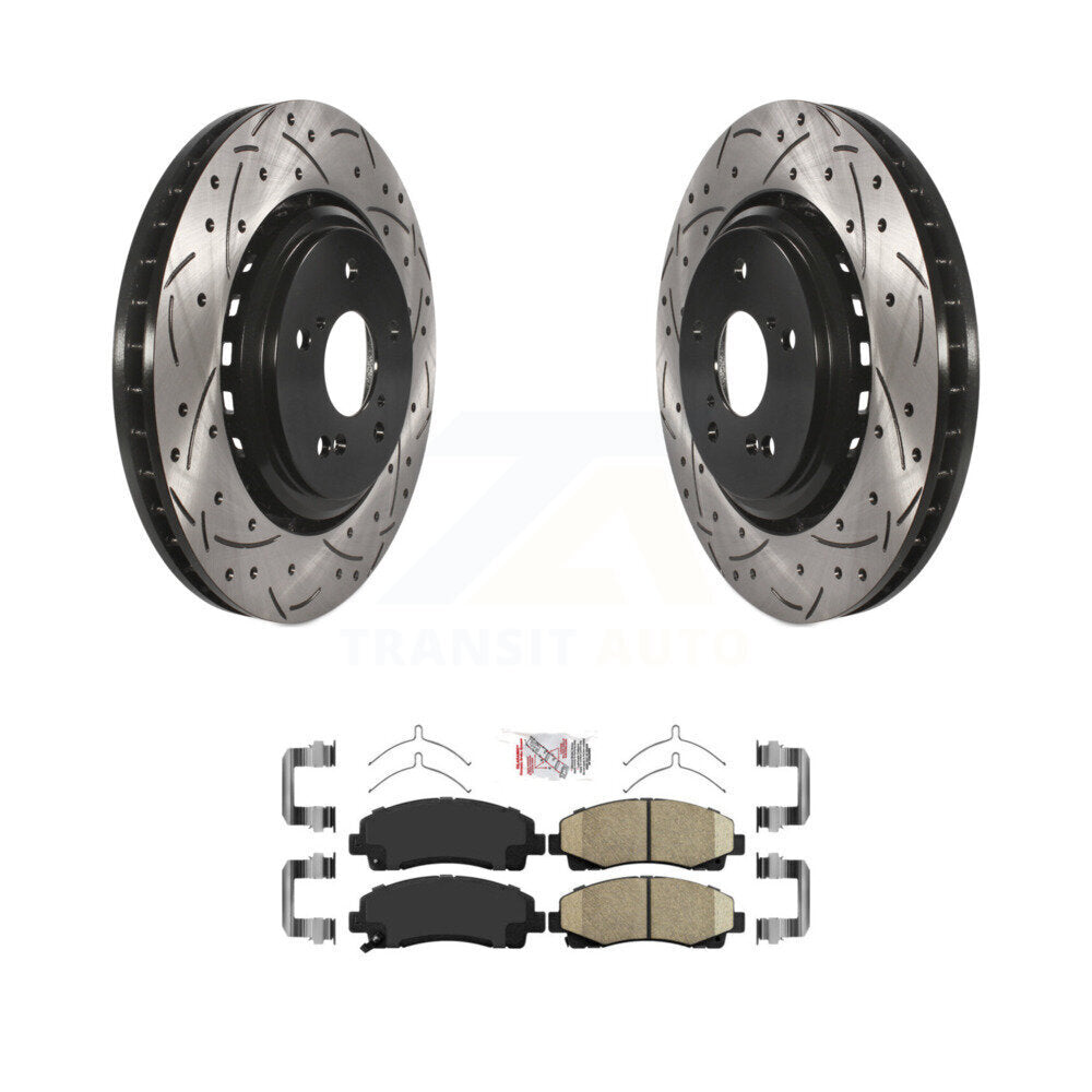 Front Coated Drilled Slotted Disc Brake Rotor And Ceramic Pad Kit For 2015-2020 Acura TLX KDA-100011