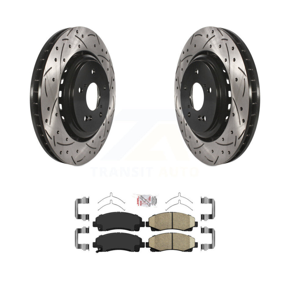 Front Coated Drilled Slotted Disc Brake Rotor And Ceramic Pad Kit For 2015-2020 Acura TLX KDA-100011