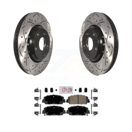 Front Coated Drilled Slotted Disc Brake Rotors And Ceramic Pad Kit For Honda Civic Accord KDA-100012