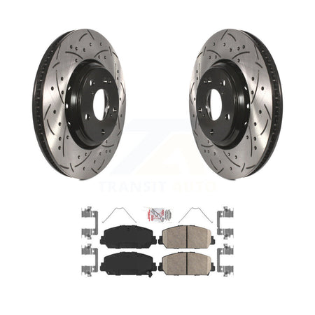Front Coated Drilled Slotted Disc Brake Rotors And Ceramic Pad Kit For Honda Civic Accord KDA-100013