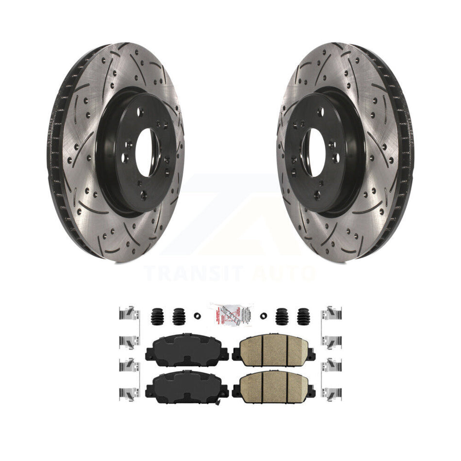 Front Coated Drilled Slotted Disc Brake Rotors And Ceramic Pads Kit For Honda Accord KDA-100017