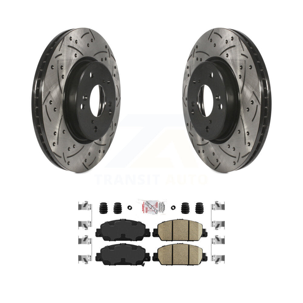 Front Coated Drilled Slotted Disc Brake Rotors And Ceramic Pads Kit For Honda HR-V Accord KDA-100021