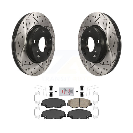 Front Coated Drilled Slotted Disc Brake Rotors And Ceramic Pads Kit For Honda Civic KDA-100027