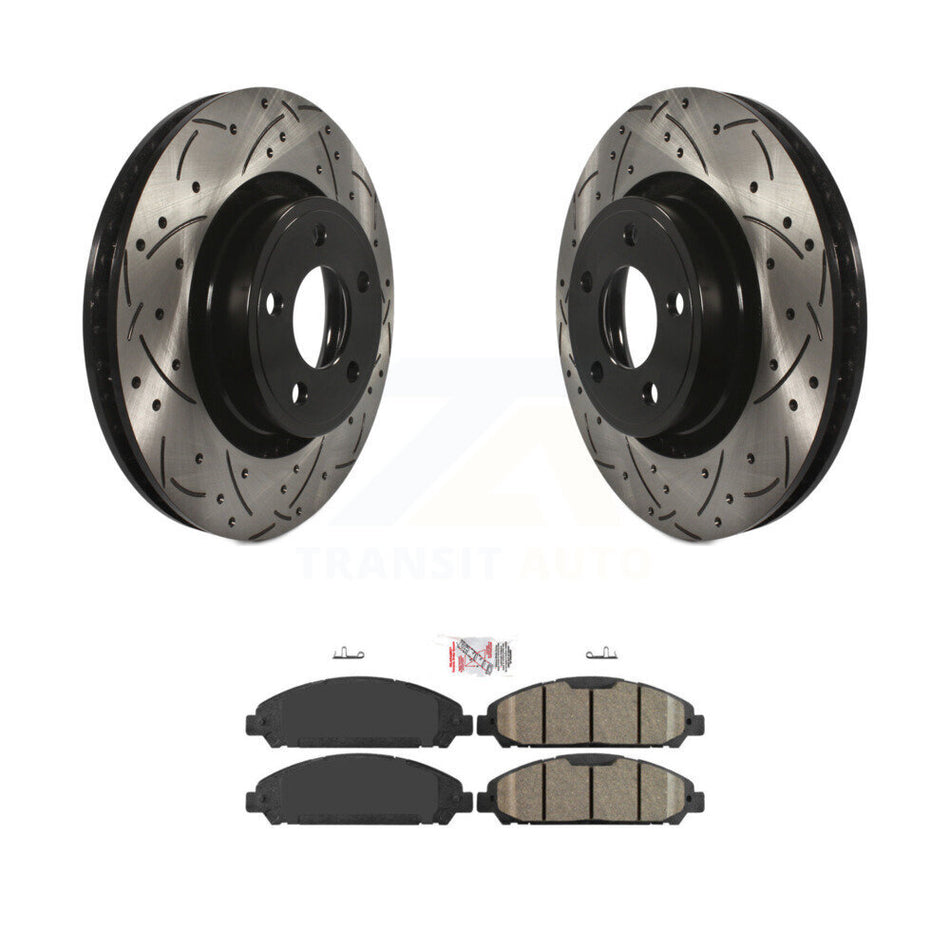 Front Coated Drilled Slotted Disc Brake Rotors And Ceramic Pads Kit For Ford Mustang KDA-100030