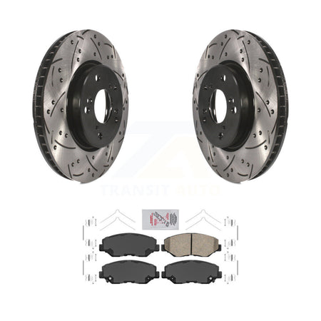 Front Drill Slot Brake Rotors Ceramic Pad Kit For Honda Civic EX with Manual transmission KDA-100032