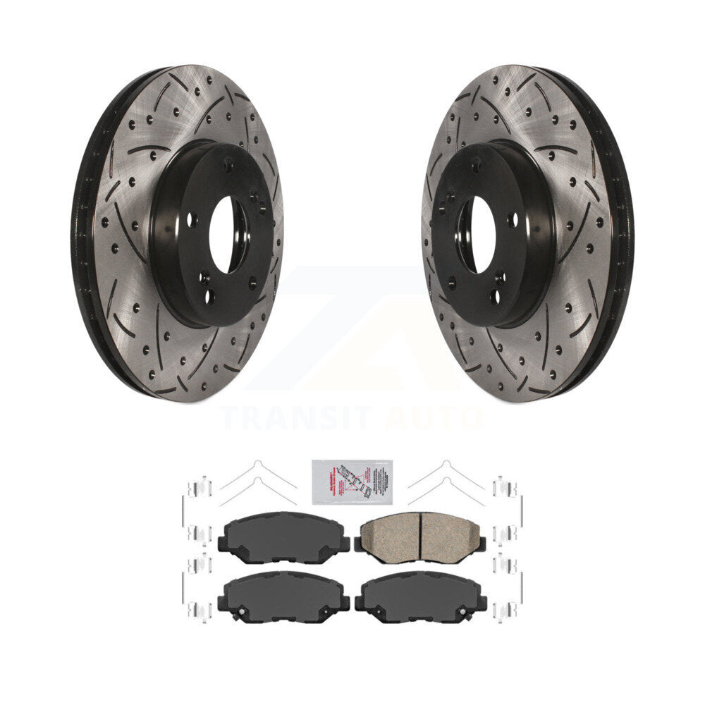 Front Coated Drilled Slotted Disc Brake Rotors And Ceramic Pads Kit For Honda Civic CR-Z KDA-100036
