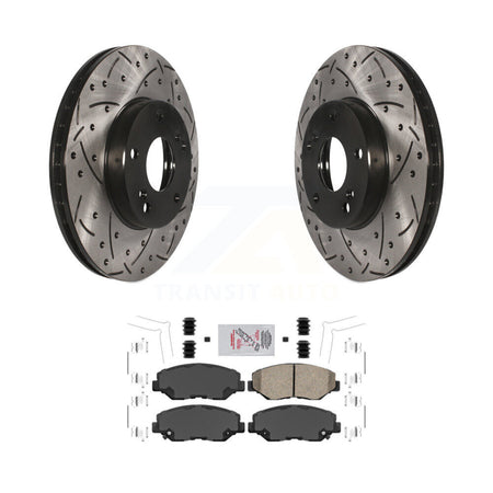Front Coated Drilled Slotted Disc Brake Rotors And Ceramic Pads Kit For Honda Civic CR-Z KDA-100037