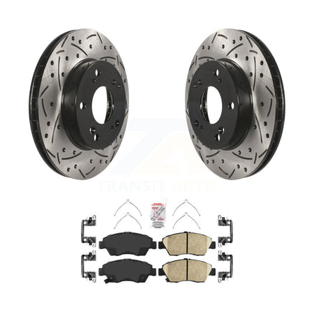 Front Coated Drilled Slotted Disc Brake Rotor & Ceramic Pad Kit For Honda Civic Acura ILX KDA-100040