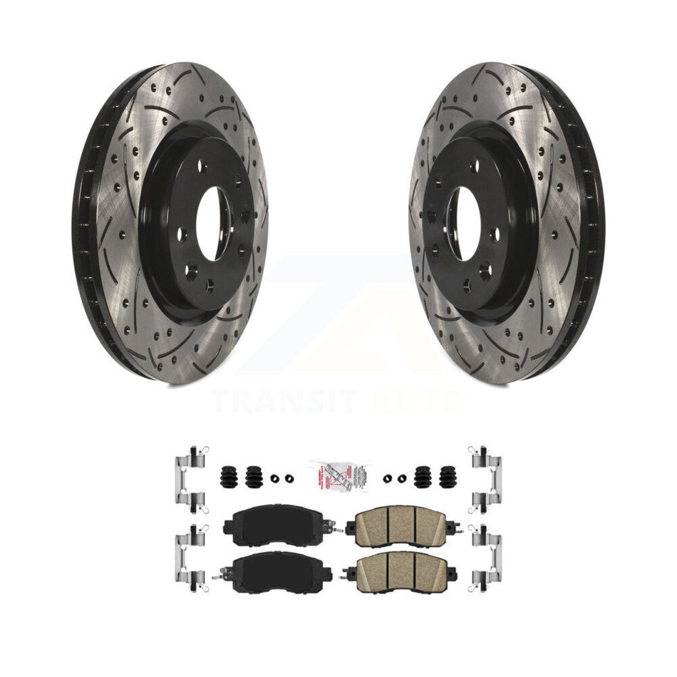Front Coated Drilled Slotted Disc Brake Rotors And Ceramic Pads Kit For Nissan LEAF KDA-100041