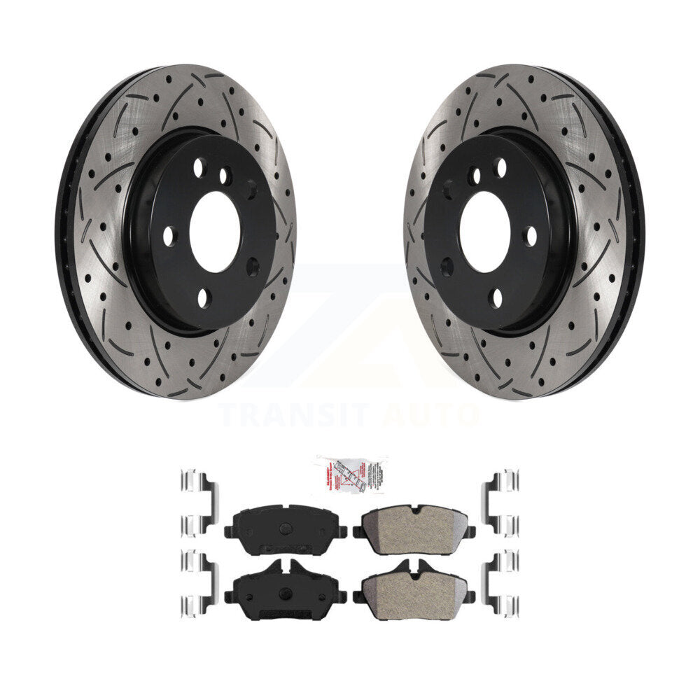 Front Coated Drilled Slotted Disc Brake Rotors And Semi-Metallic Pads Kit For Mini Cooper KDA-100053