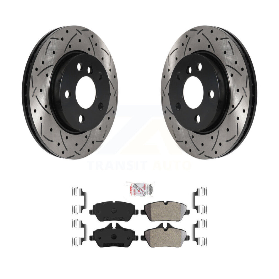 Front Coated Drilled Slotted Disc Brake Rotors And Semi-Metallic Pads Kit For Mini Cooper KDA-100053
