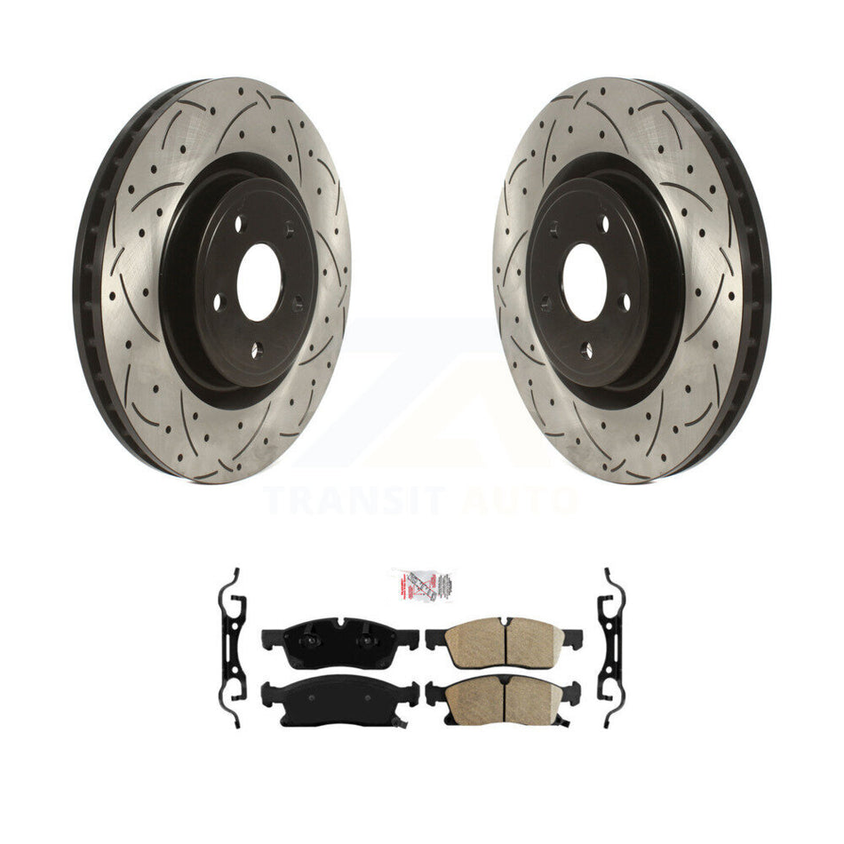 Front Coated Drilled Slotted Disc Brake Rotors And Ceramic Pads Kit For Dodge Durango KDA-100073