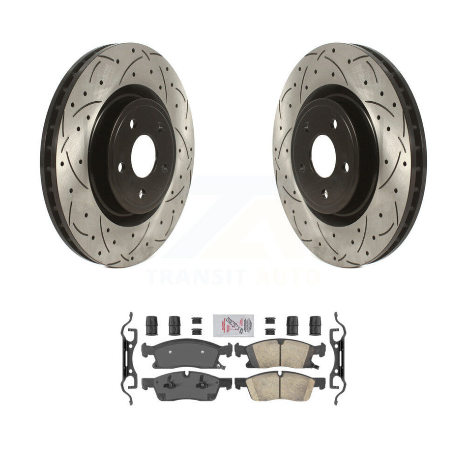 Front Coated Drilled Slotted Disc Brake Rotors And Ceramic Pads Kit For Dodge Durango KDA-100075