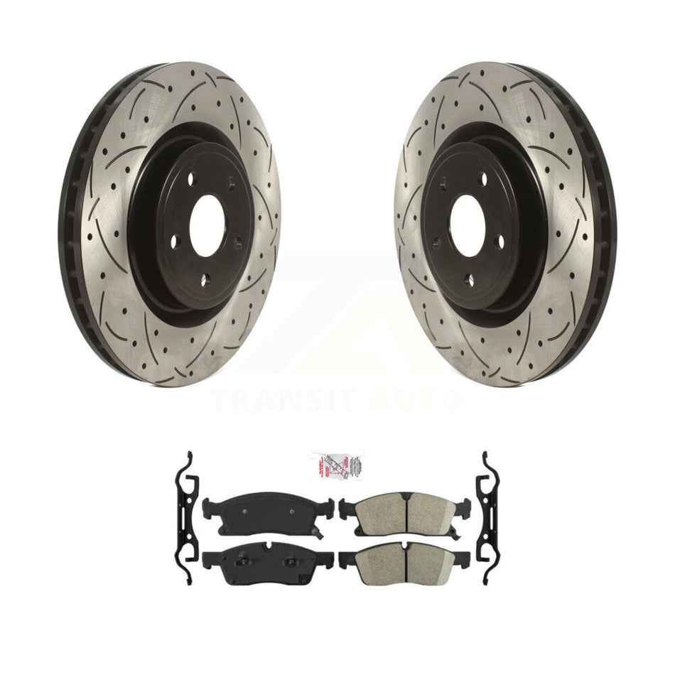 Front Coated Drilled Slotted Disc Brake Rotors And Ceramic Pads Kit For Dodge Durango KDA-100076