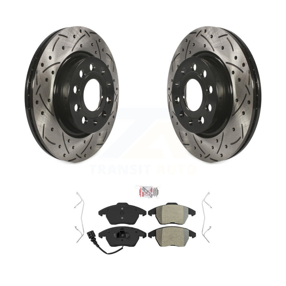 Front Drilled Slot Brake Rotor & Semi-Metallic Pad Kit For Volkswagen GTI Audi A3 Quattro KDA-100085