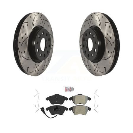 Front Drill Slot Brake Rotor Semi-Metallic Pad Kit For Volkswagen Jetta Beetle Rabbit GTI KDA-100087