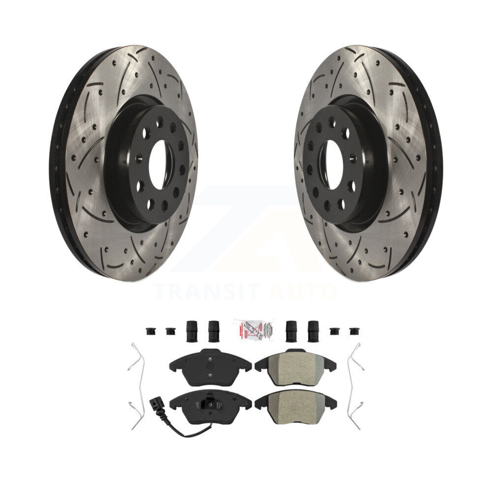 Front Drill Slot Brake Rotor Semi-Metallic Pad Kit For Volkswagen Jetta Beetle Rabbit GTI KDA-100088