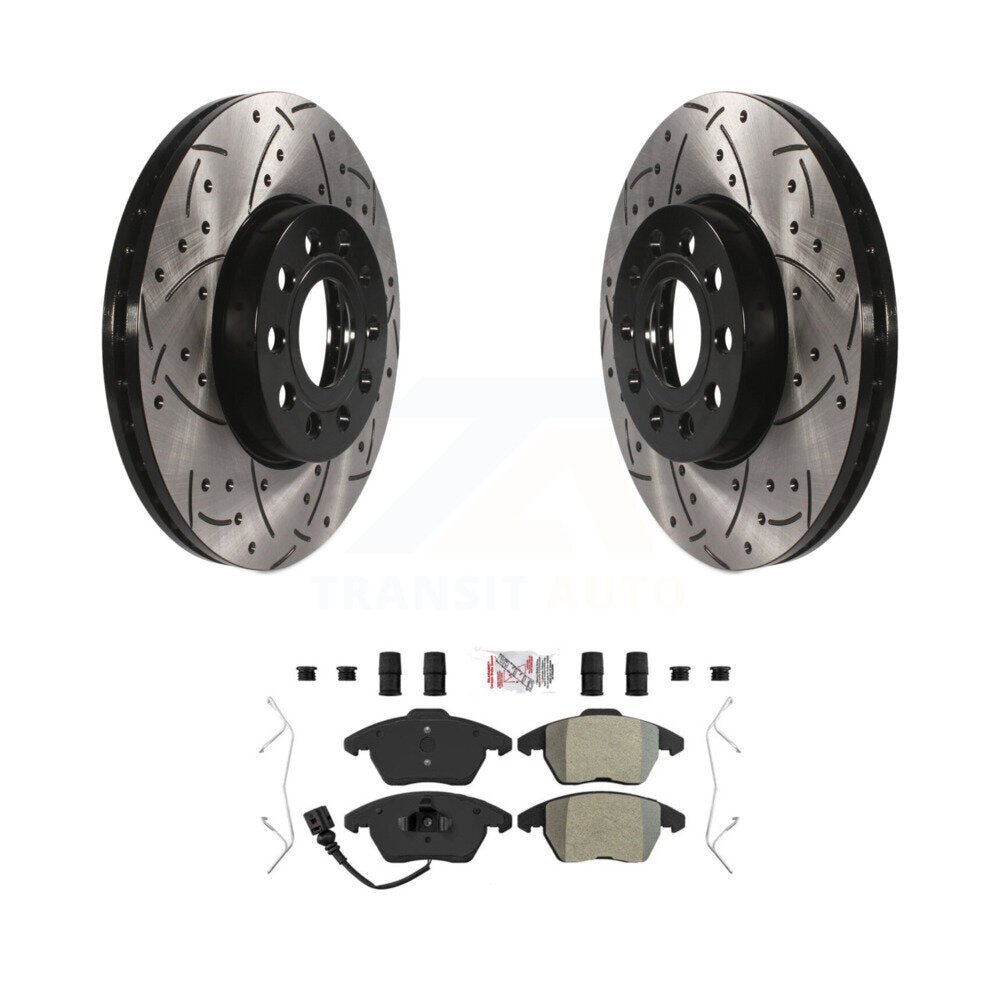 Front Drill Slot Brake Rotors Semi-Metallic Pad Kit For Volkswagen Jetta Golf Beetle Audi KDA-100090