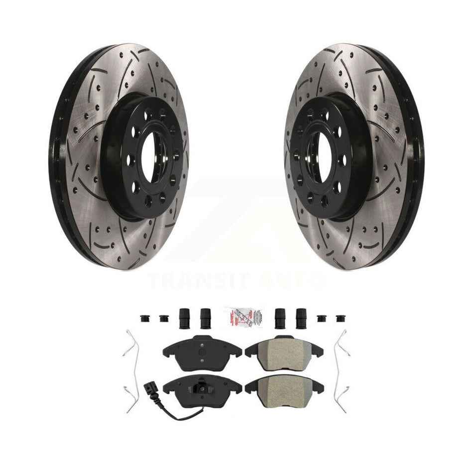 Front Drill Slot Brake Rotors Semi-Metallic Pad Kit For Volkswagen Jetta Golf Beetle Audi KDA-100090